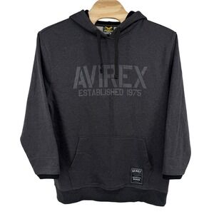 Avirex Hoodie Mens XXL Gray Established 1975 Pullover Sweatshirt Fleece Skater